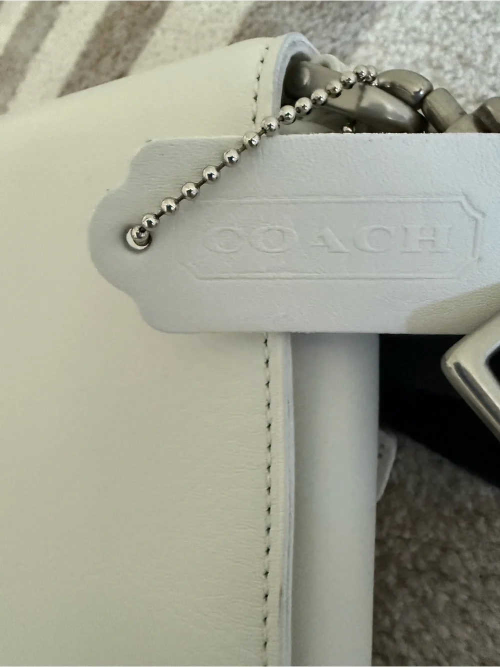 Coach White Leather Messenger with Black Strap